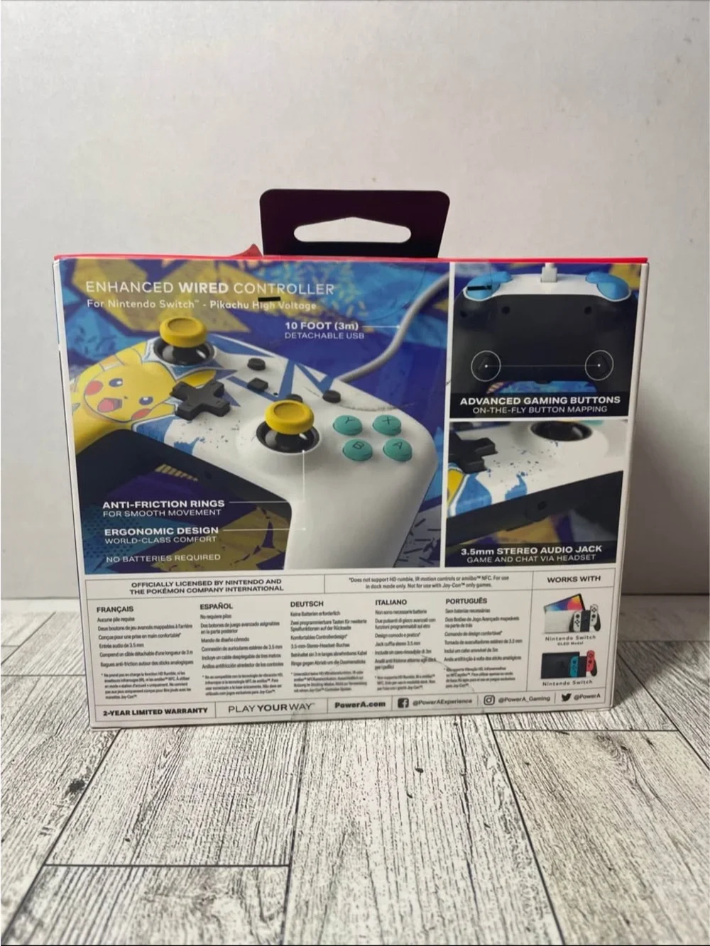 Pikachu White Wired Controller for Nintendo Switch sealed